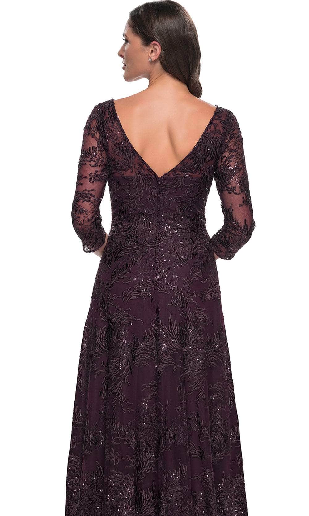 La Femme 30835 Lace Sequin Embroidered Bateau Formal Dress