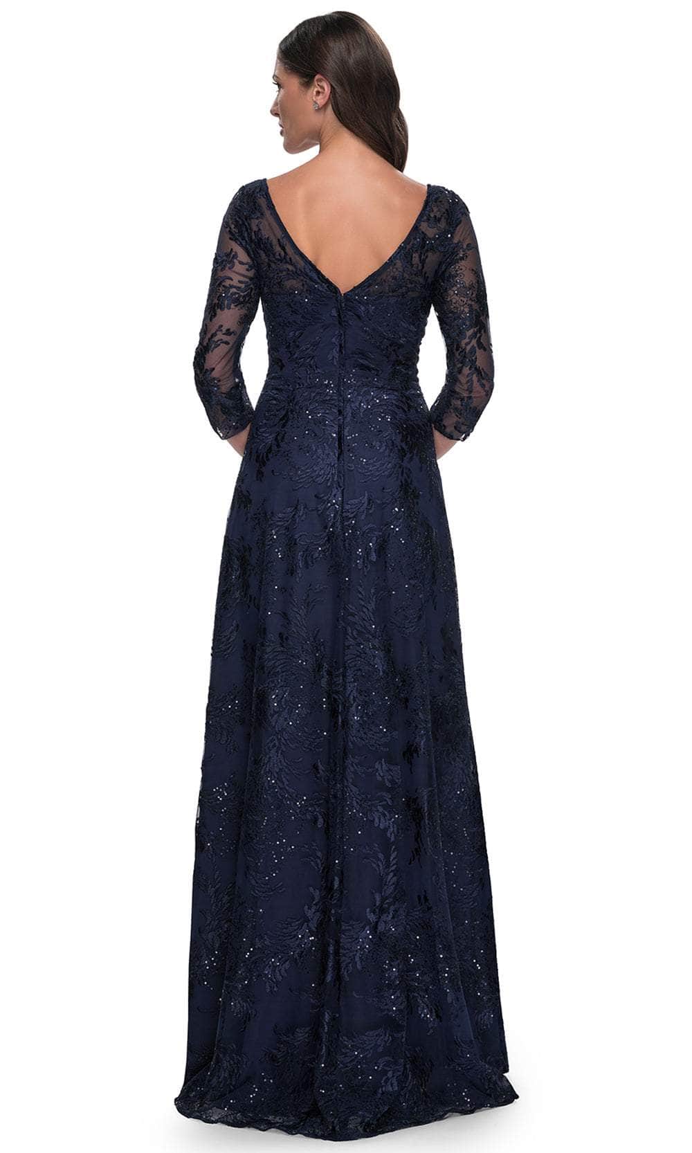 La Femme 30835 Lace Sequin Embroidered Bateau Formal Dress