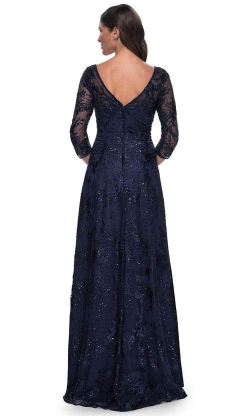 La Femme 30835 Lace Sequin Embroidered Bateau Formal Dress