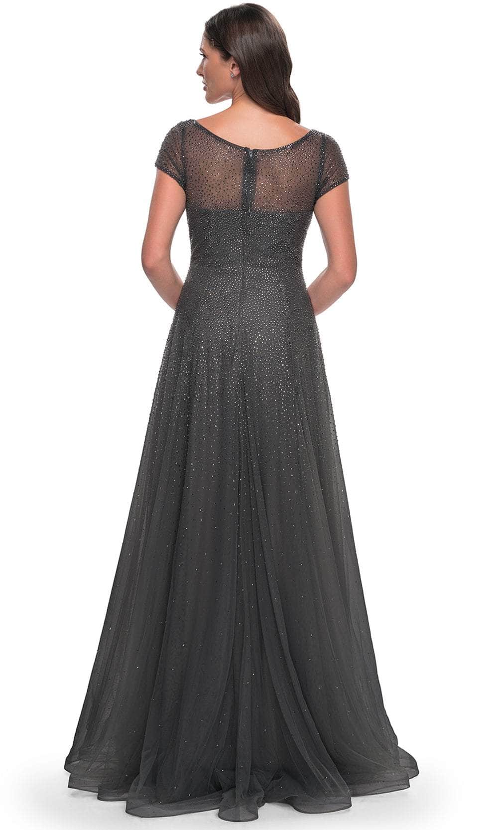 La Femme 30852 Tulle Illusion Bateau Short Sleeves Formal Dress