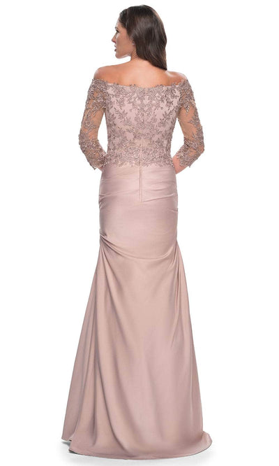 La Femme 30853S Quarter Sleeve Trumpet Formal Dress