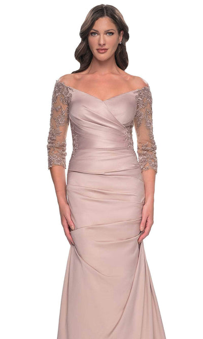 La Femme 30853S Quarter Sleeve Trumpet Formal Dress