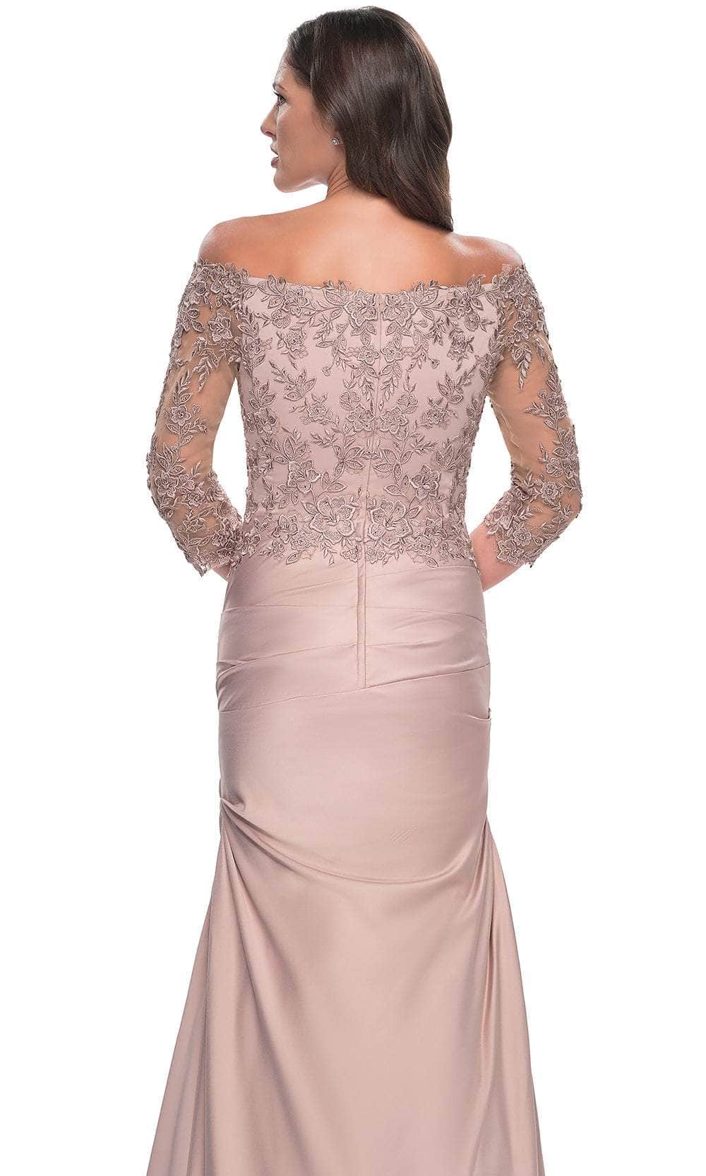 La Femme 30853S Quarter Sleeve Trumpet Formal Dress