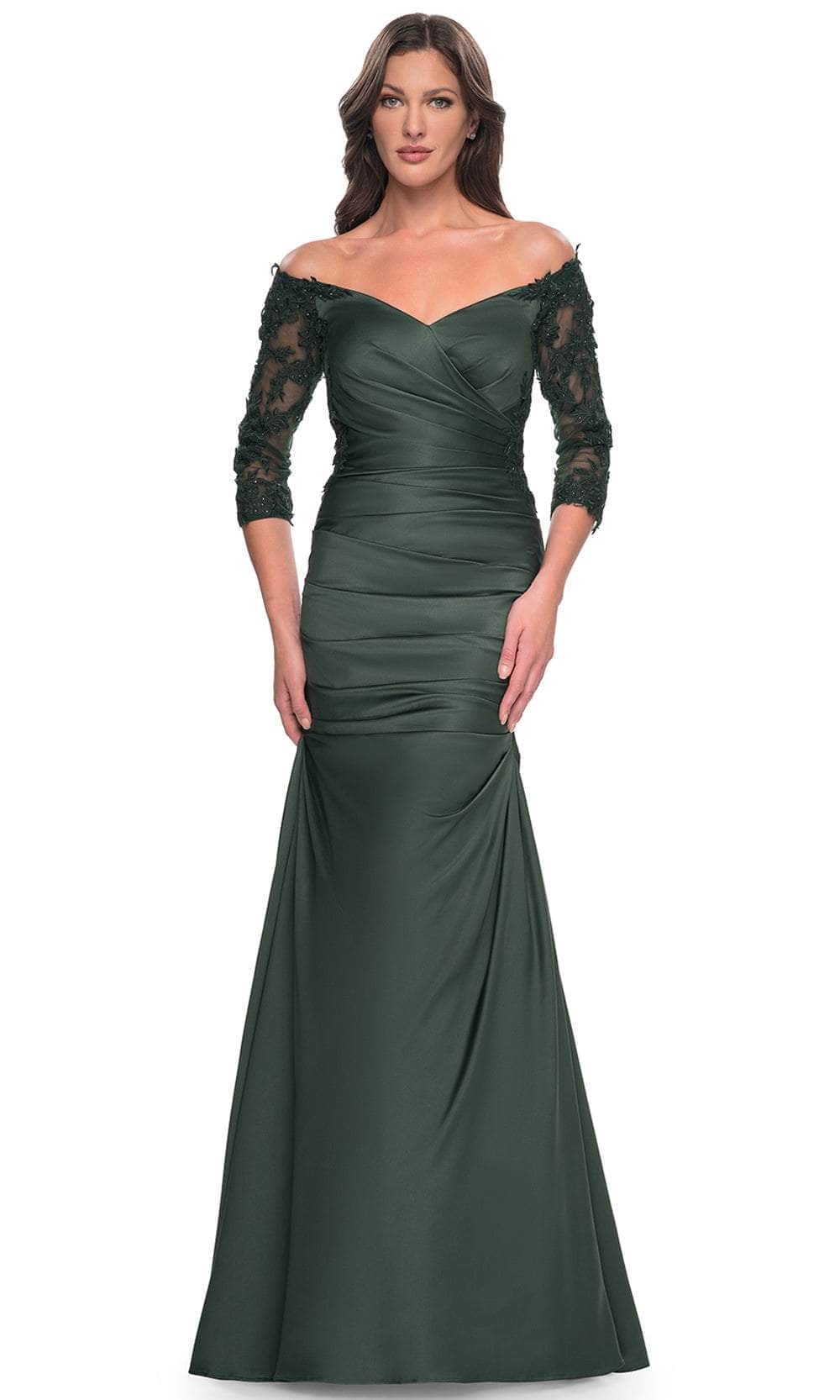 La Femme 30853SC - Quarter Sleeve Trumpet Formal Dress Mother of the Bride Dresses 18 / Champagne