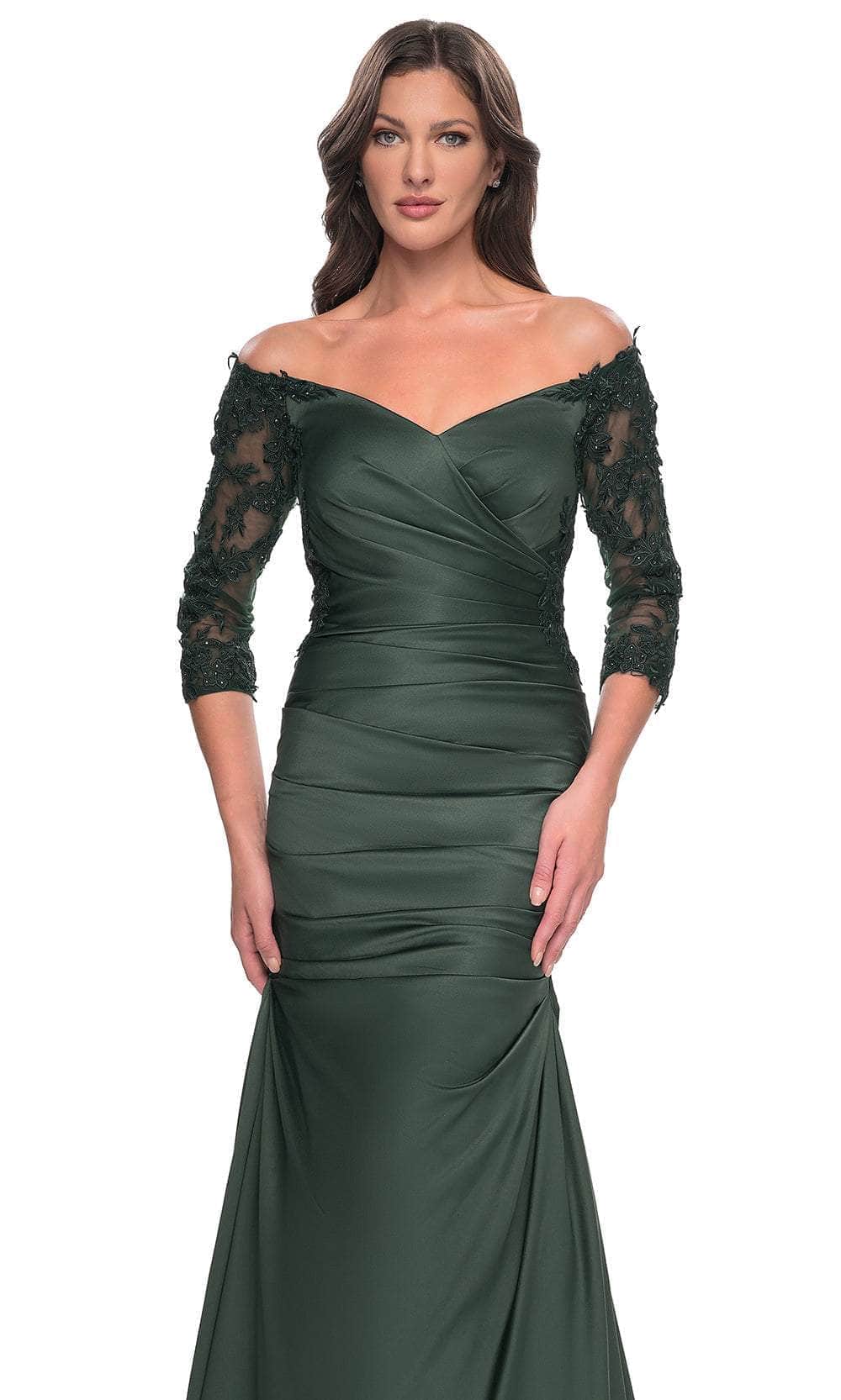 La Femme 30853S Quarter Sleeve Trumpet Formal Dress