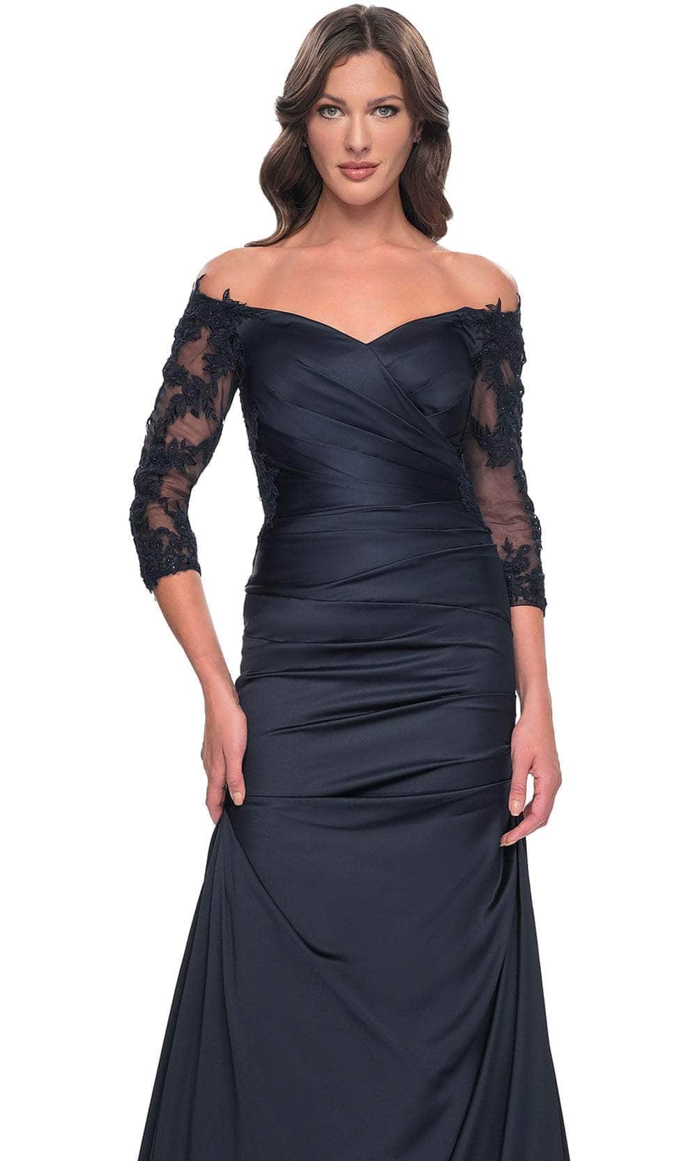 La Femme 30853S Quarter Sleeve Trumpet Formal Dress