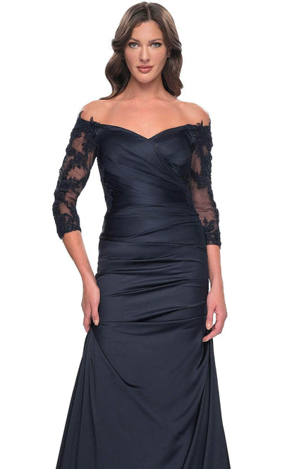 La Femme 30853S Quarter Sleeve Trumpet Formal Dress