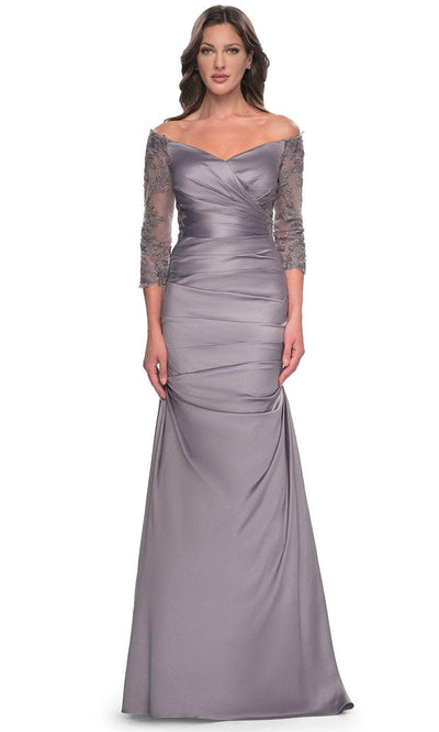 La Femme 30853SC - Quarter Sleeve Trumpet Formal Dress Mother of the Bride Dresses 18 / Champagne