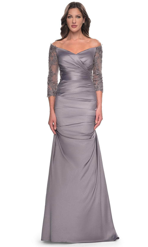 La Femme 30853SC - Quarter Sleeve Trumpet Formal Dress Mother of the Bride Dresses 18 / Champagne