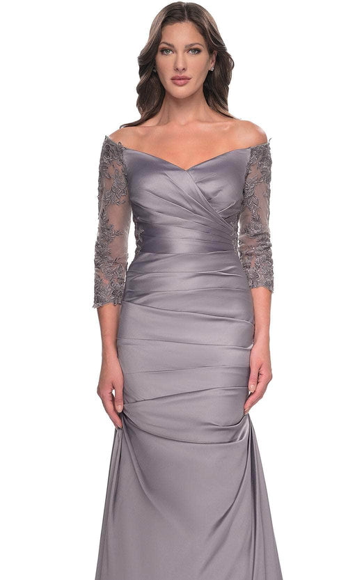 La Femme 30853S Quarter Sleeve Trumpet Formal Dress