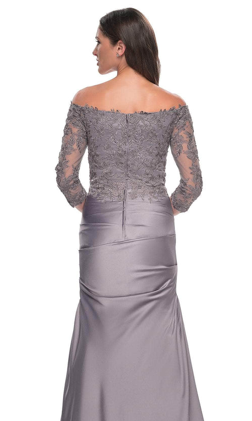 La Femme 30853S Quarter Sleeve Trumpet Formal Dress