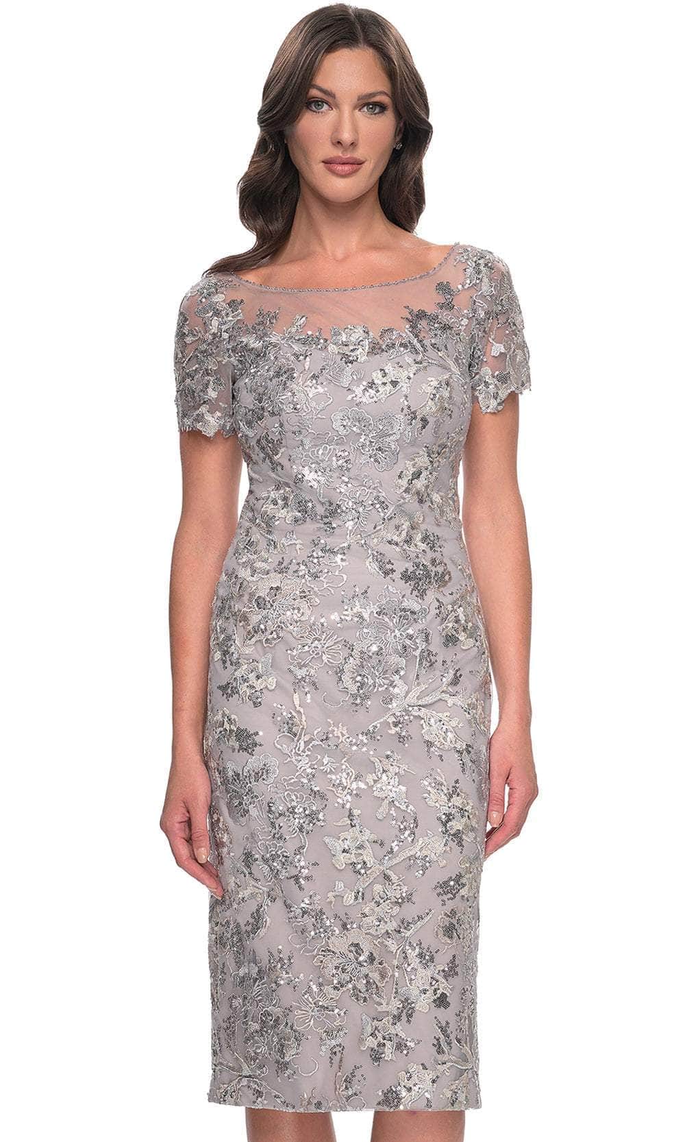 La Femme 30854 Lace Beaded Sequin Bateau Formal Dress