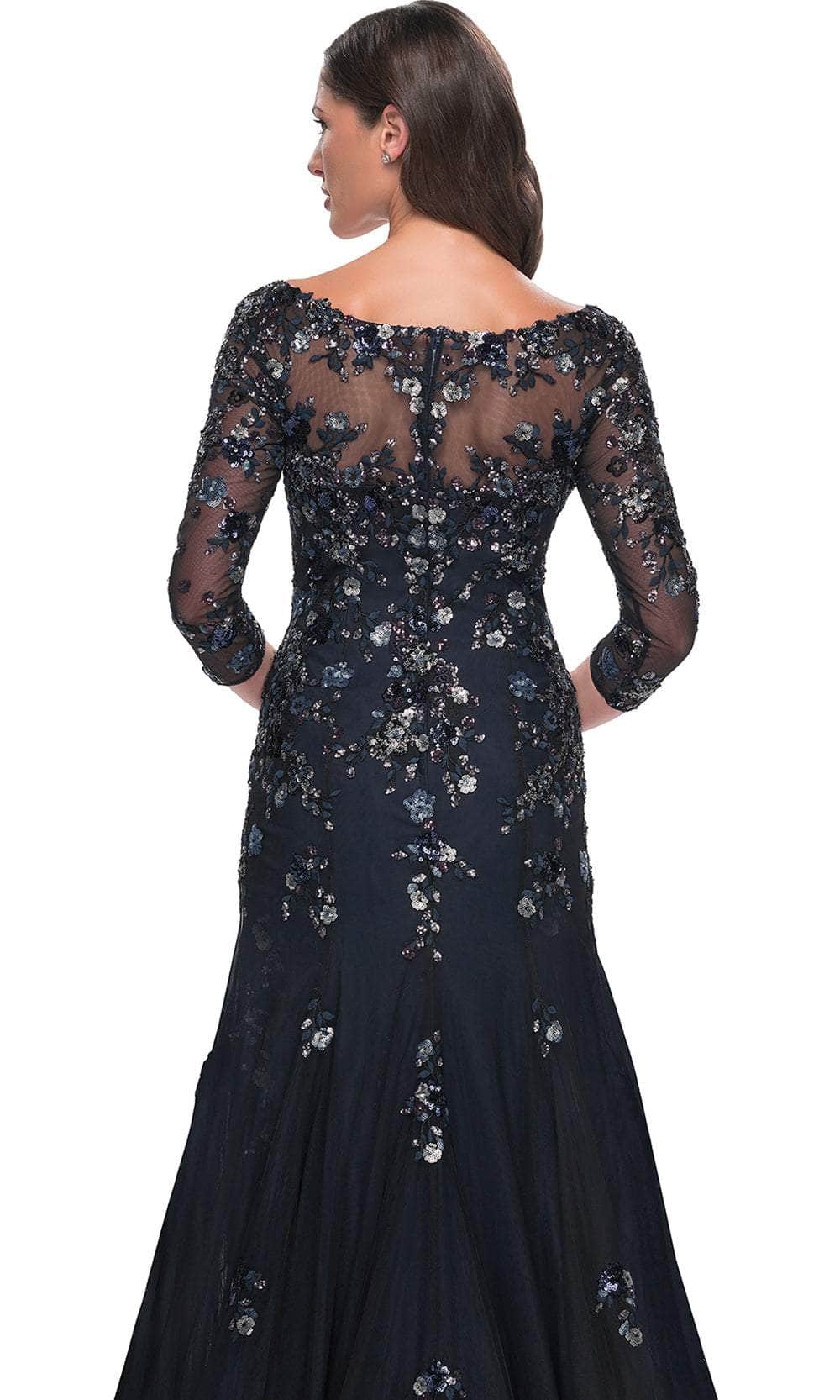 La Femme 30860 Lace Beaded Sequin V Neck Prom Dress