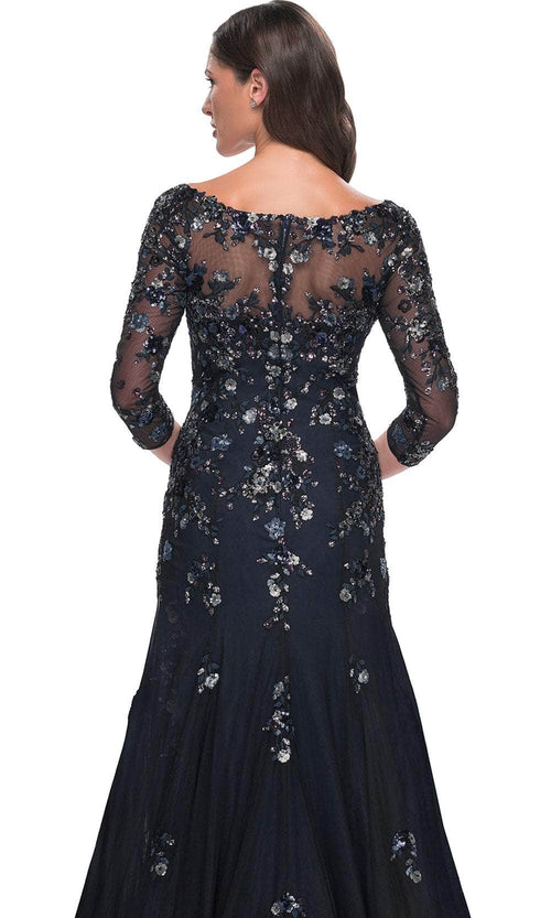 La Femme 30860 Lace Beaded Sequin V Neck Prom Dress