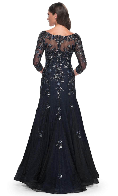 La Femme 30860 Lace Beaded Sequin V Neck Prom Dress
