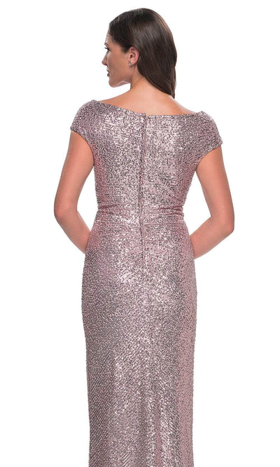 La Femme 30865 Ruched Sequin Evening Dress
