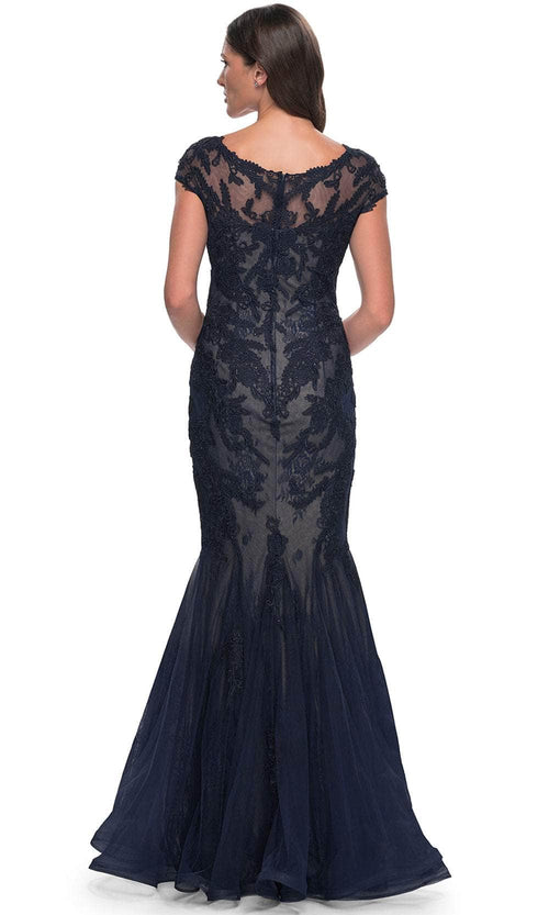 La Femme 30876 Lace Beaded Embroidered Bateau Prom Dress