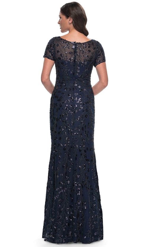 La Femme 30877 Lace Beaded Sequin Bateau Formal Dress