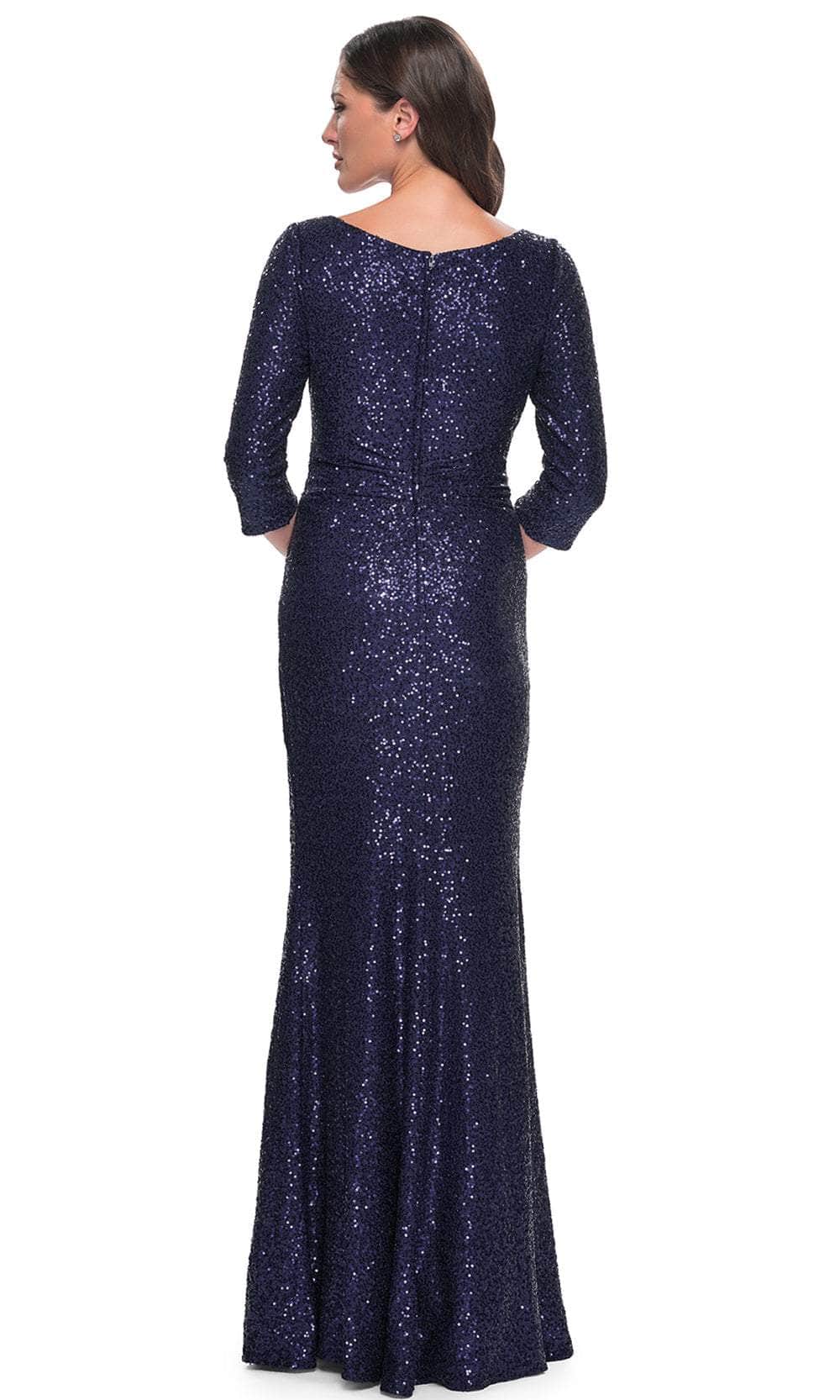 La Femme 30879 Sequin V Neck A Line Formal Dress
