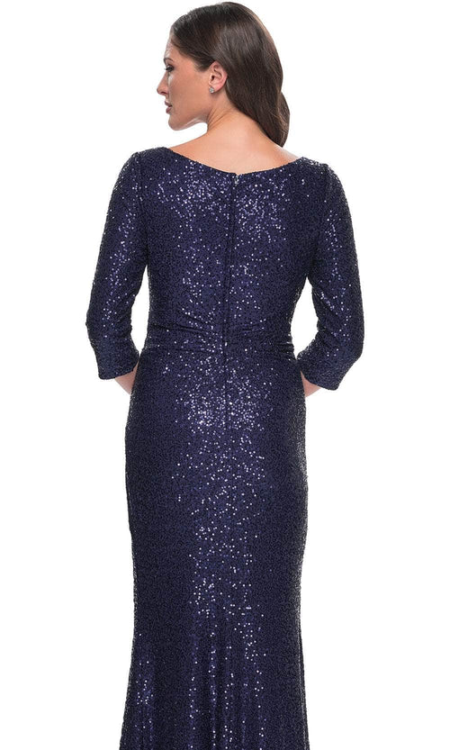 La Femme 30879 Sequin V Neck A Line Formal Dress