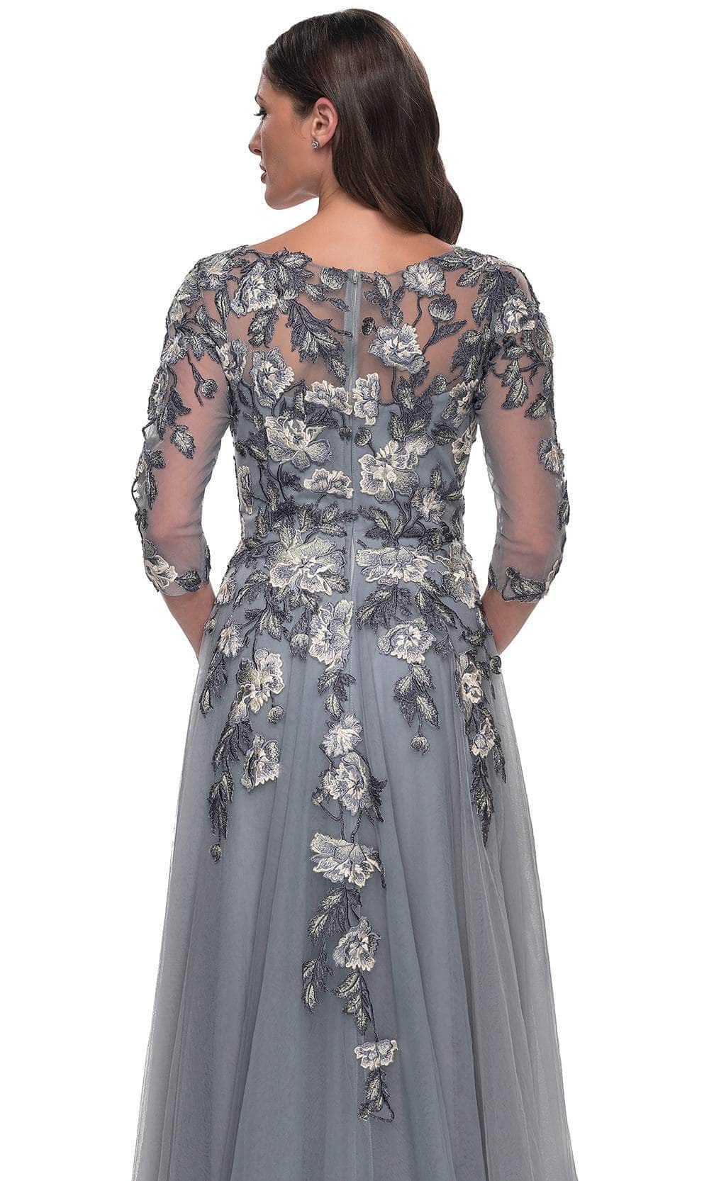 La Femme 30968 Tulle Embroidered Lace Applique V Neck Formal Gown