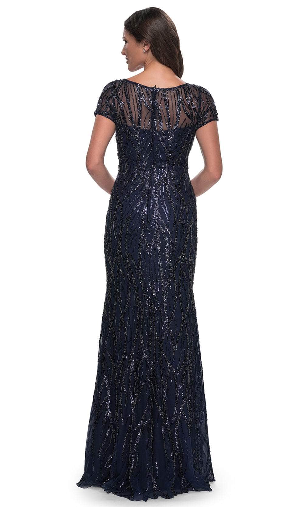 La Femme 31005 Beaded Sequin Illusion Bateau Evening Gown