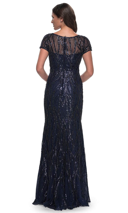 La Femme 31005 Beaded Sequin Illusion Bateau Evening Gown