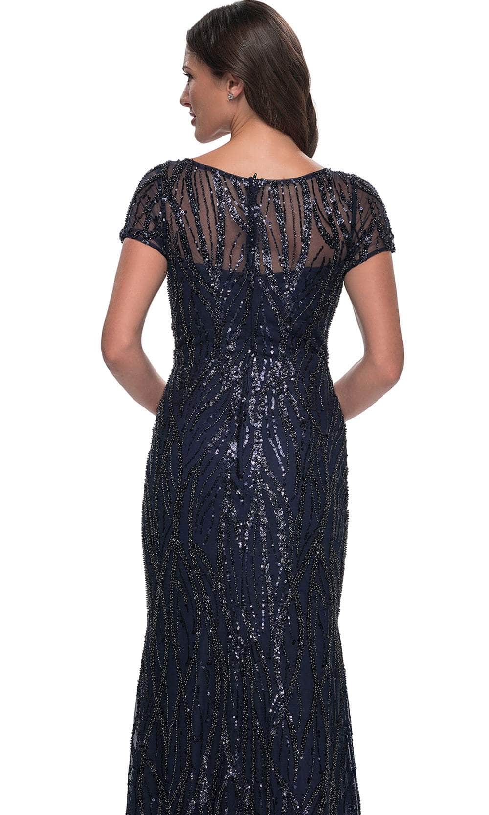 La Femme 31005 Beaded Sequin Illusion Bateau Evening Gown