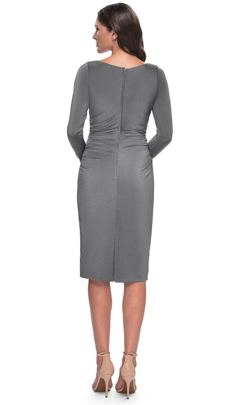 La Femme 31015 Jersey Ruched Scoop Neck Long Sleeves Formal Dress