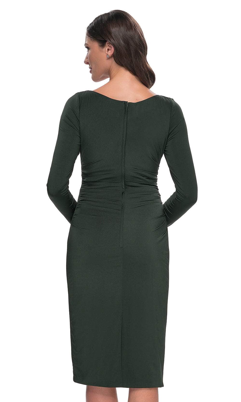 La Femme 31015 Jersey Ruched Scoop Neck Long Sleeves Formal Dress