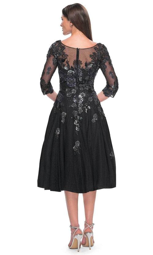 La Femme 31017 Tulle Sequin Illusion Bateau Prom Dress