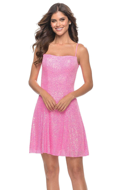 La Femme 31077 Straight Neckline A-Line Cocktail Dress