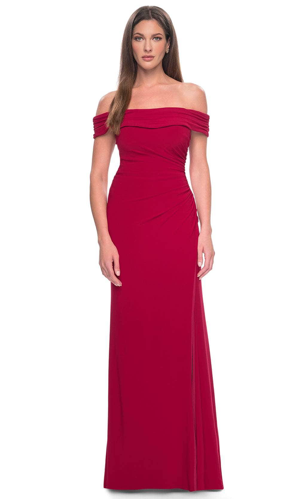 La Femme 31086 - Off-Shoulder Sheath Evening Dress Evening Dresses 0 / Red