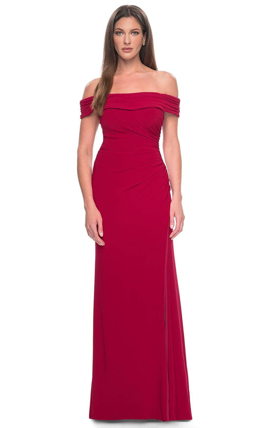 La Femme 31086 - Off-Shoulder Sheath Evening Dress Evening Dresses 0 / Red