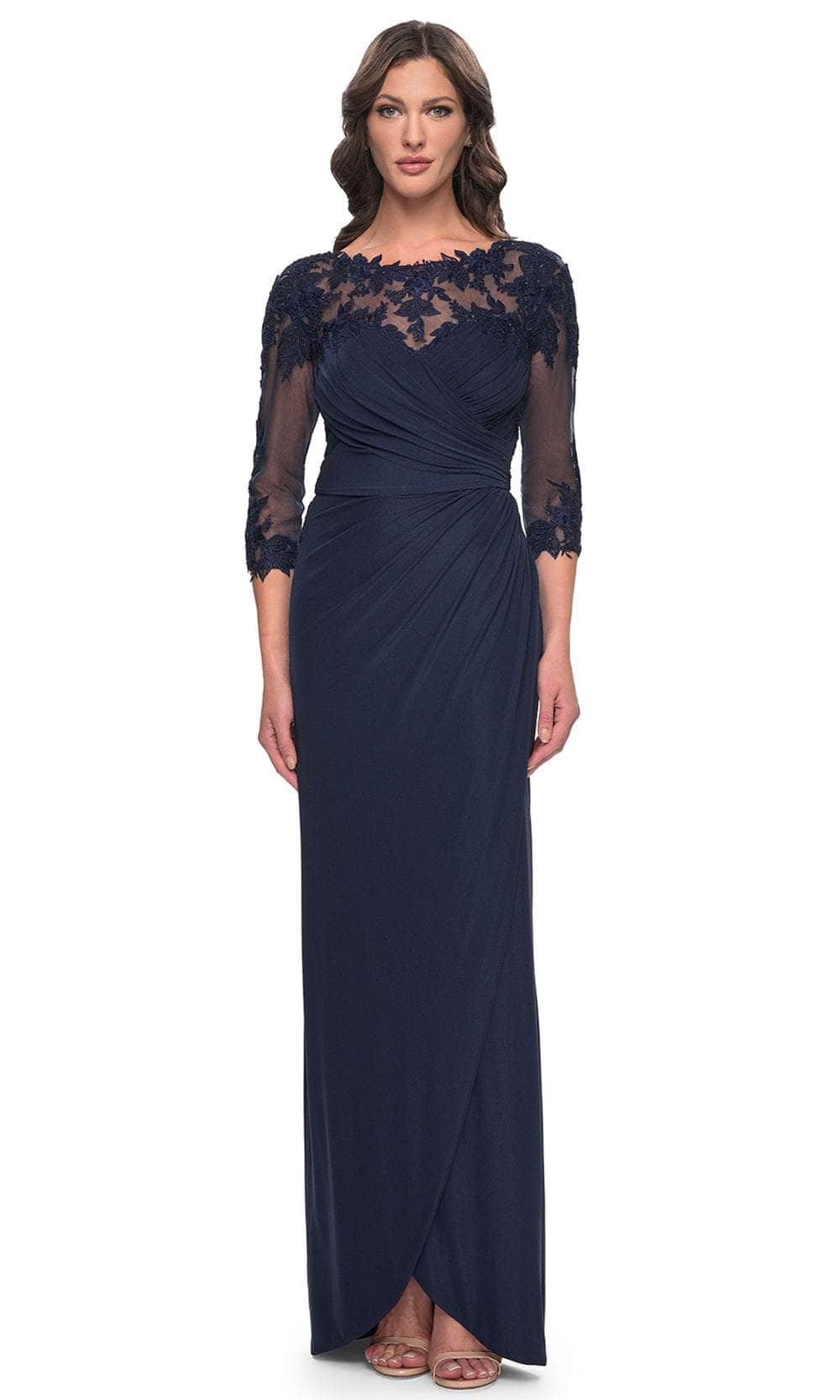 La Femme 31093 - Lace Detail Evening Dress Evening Dresses 2 / Navy