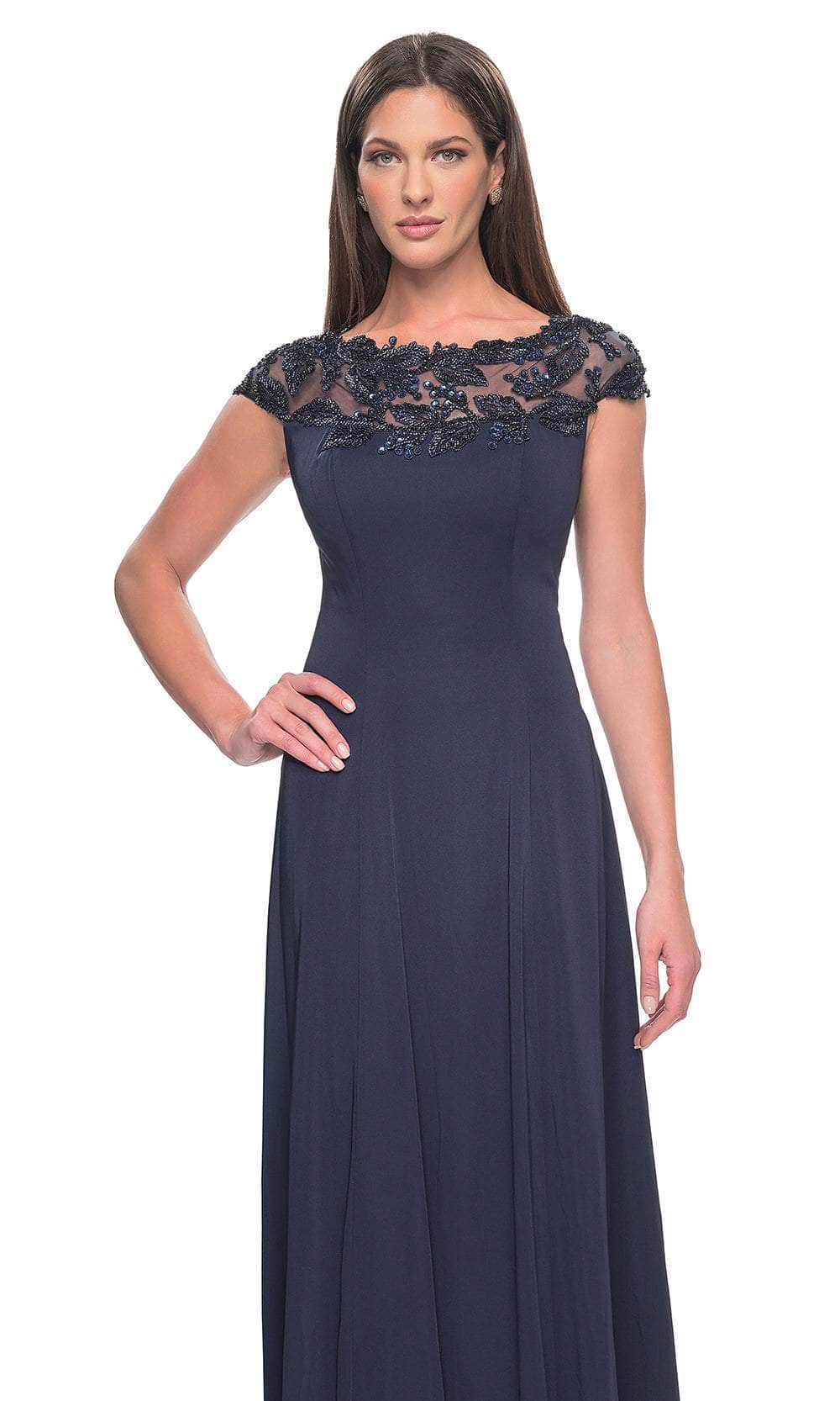 La Femme 31195 Jersey Beaded Illusion Bateau Evening Gown