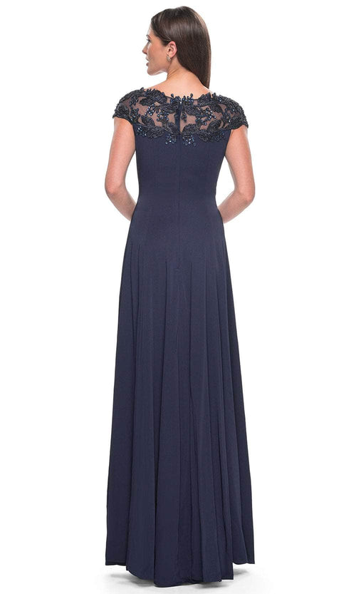 La Femme 31195 Jersey Beaded Illusion Bateau Evening Gown