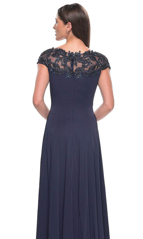 La Femme 31195 Jersey Beaded Illusion Bateau Evening Gown
