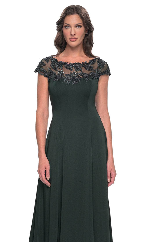 La Femme 31195 Jersey Beaded Illusion Bateau Evening Gown