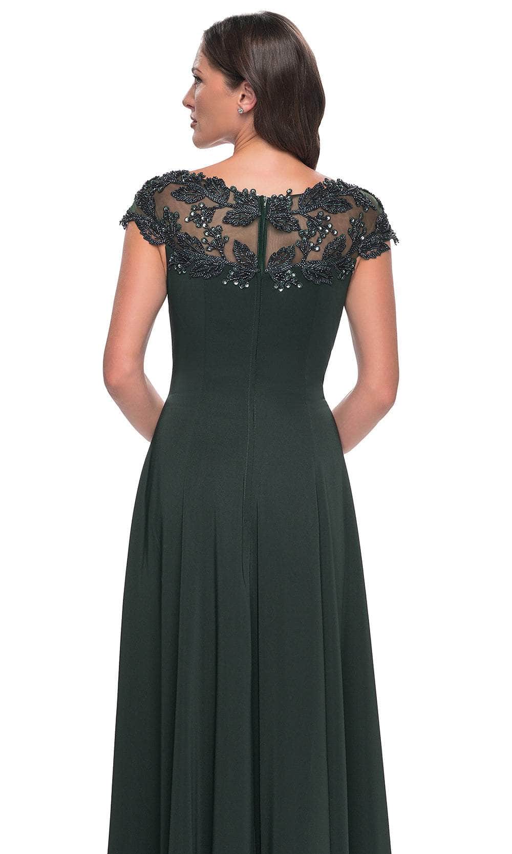 La Femme 31195 Jersey Beaded Illusion Bateau Evening Gown