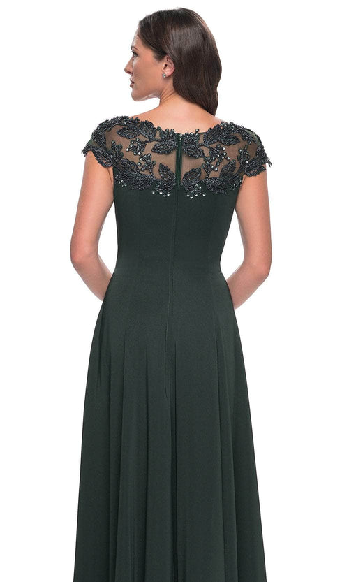 La Femme 31195 Jersey Beaded Illusion Bateau Evening Gown
