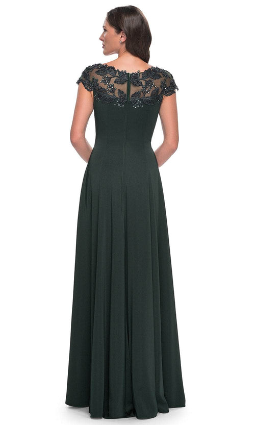 La Femme 31195 Jersey Beaded Illusion Bateau Evening Gown