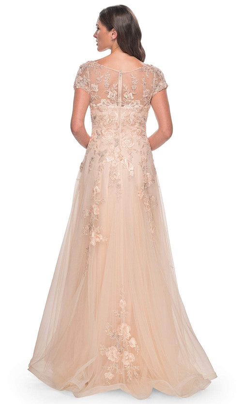 La Femme 31198 Tulle Beaded Lace Applique Bateau Prom Dress