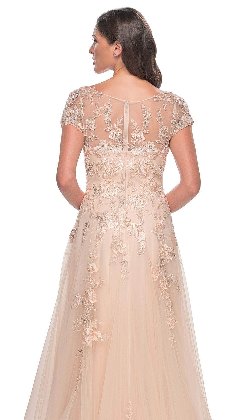 La Femme 31198 Tulle Beaded Lace Applique Bateau Prom Dress