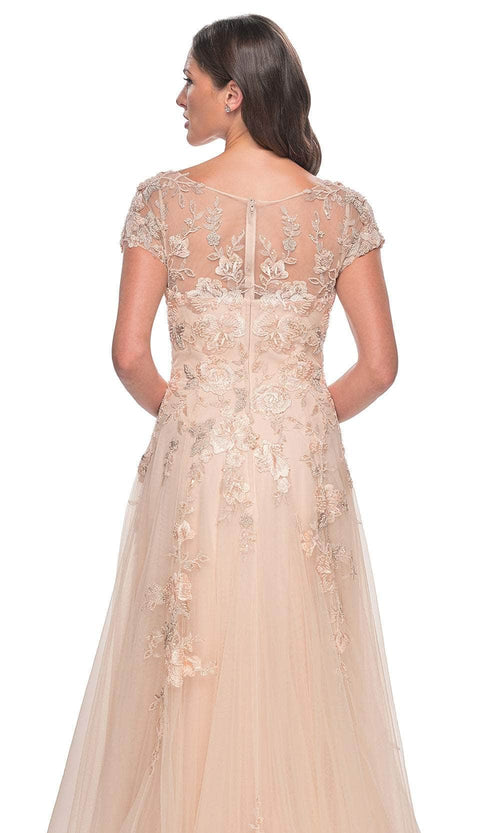 La Femme 31198 Tulle Beaded Lace Applique Bateau Prom Dress