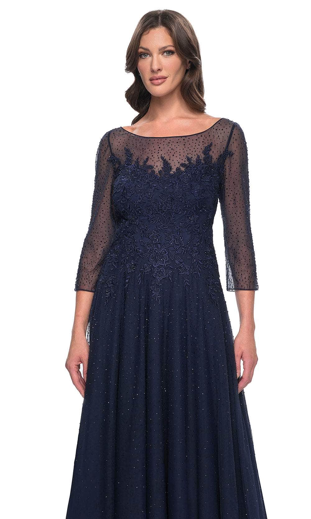 La Femme 31235 Tulle Beaded Embroidered Bateau Evening Gown