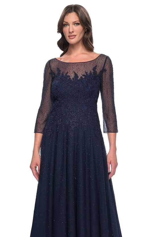 La Femme 31235 Tulle Beaded Embroidered Bateau Evening Gown