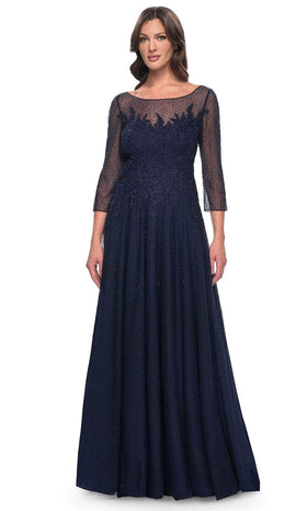 La Femme 31235 Tulle Beaded Embroidered Bateau Evening Gown