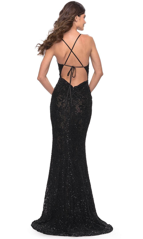 La Femme 31359 Lace V-Neck Prom Dress