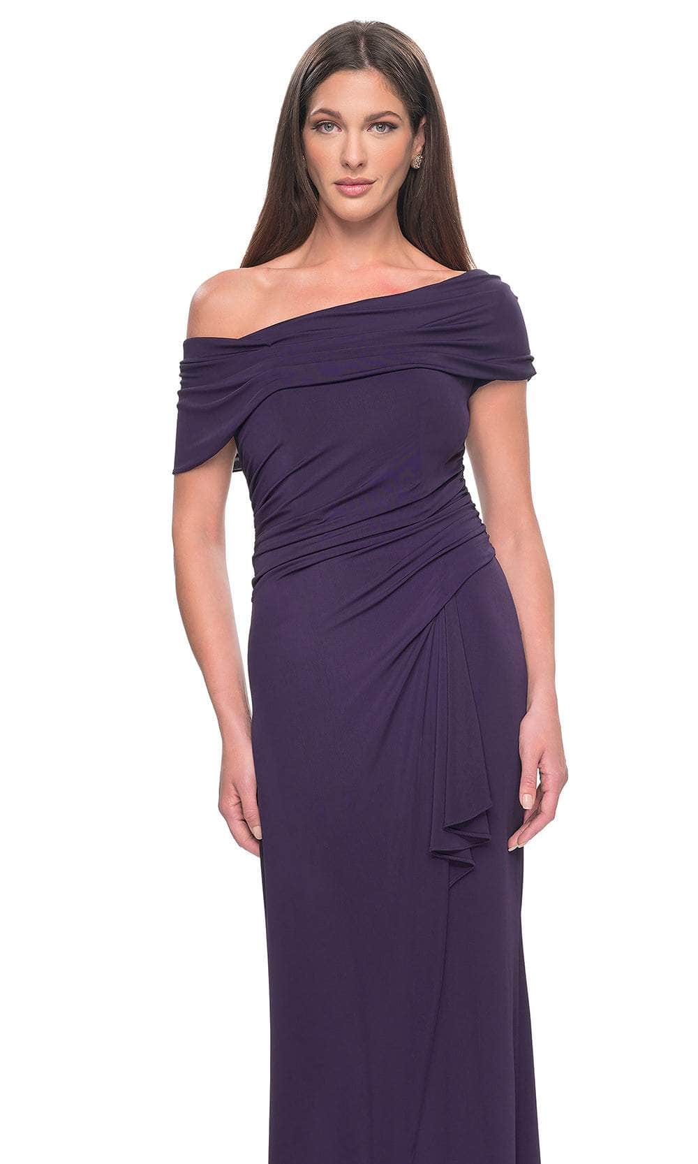 La Femme 31459 Jersey Open Back Ruffle Off the Shoulder Prom Dress